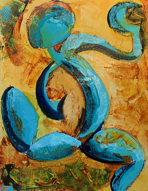Fourth in the Strangers series of paintings by Mary Laucks